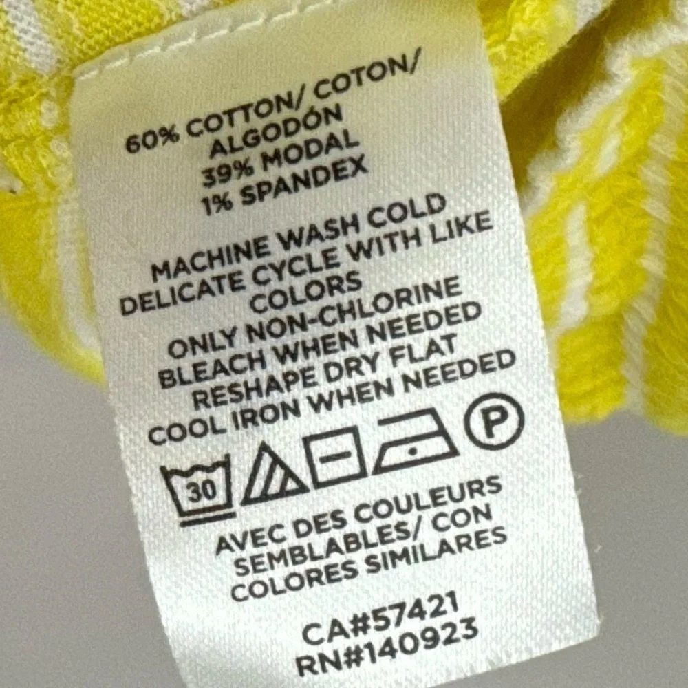 Ann Taylor LOFT Women's Lemon Squeeze Stripe Crinkle Puff Sleeve Top Sz S Blouse